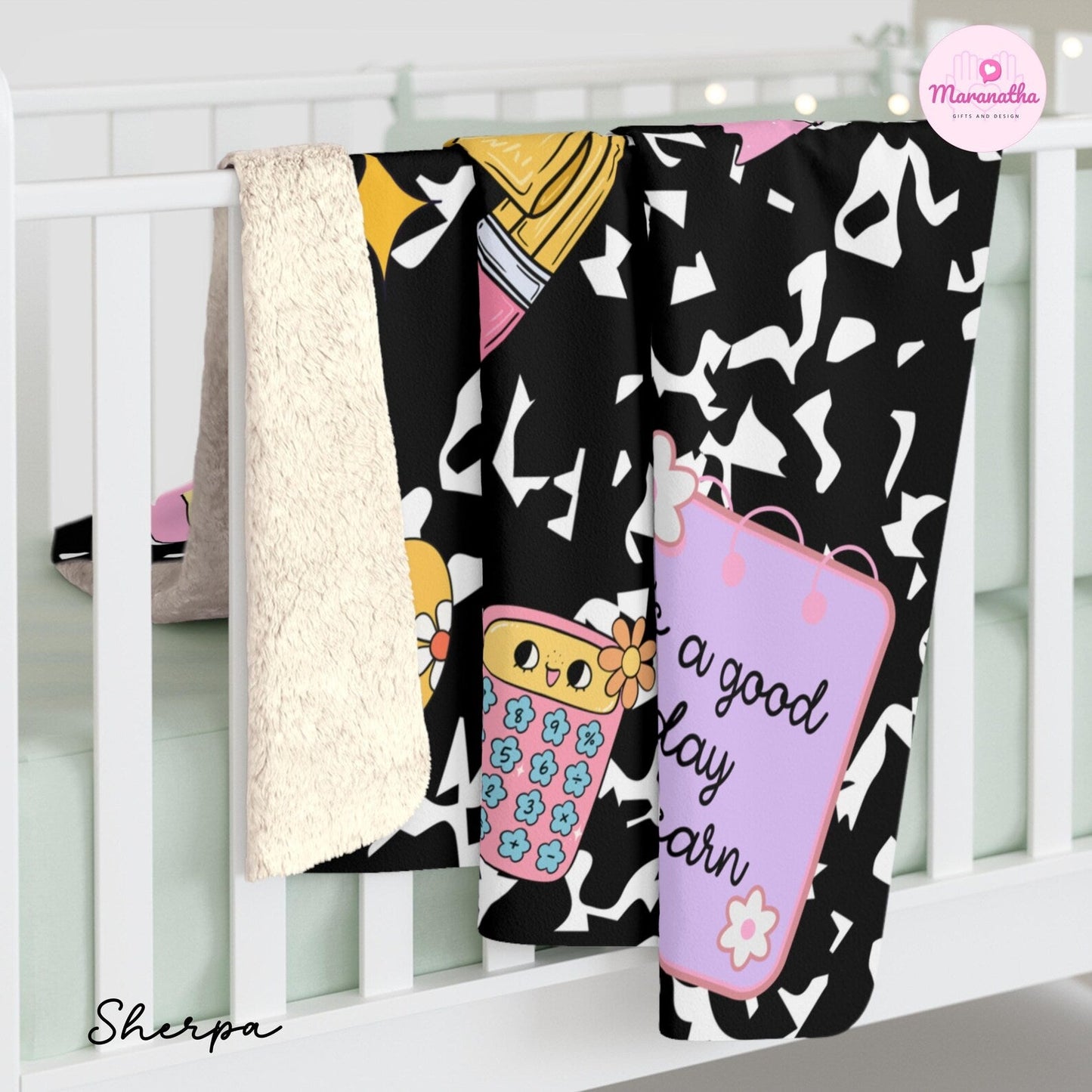 Custom Teacher Blanket with Name Cute Notebook Design Throw Blanket