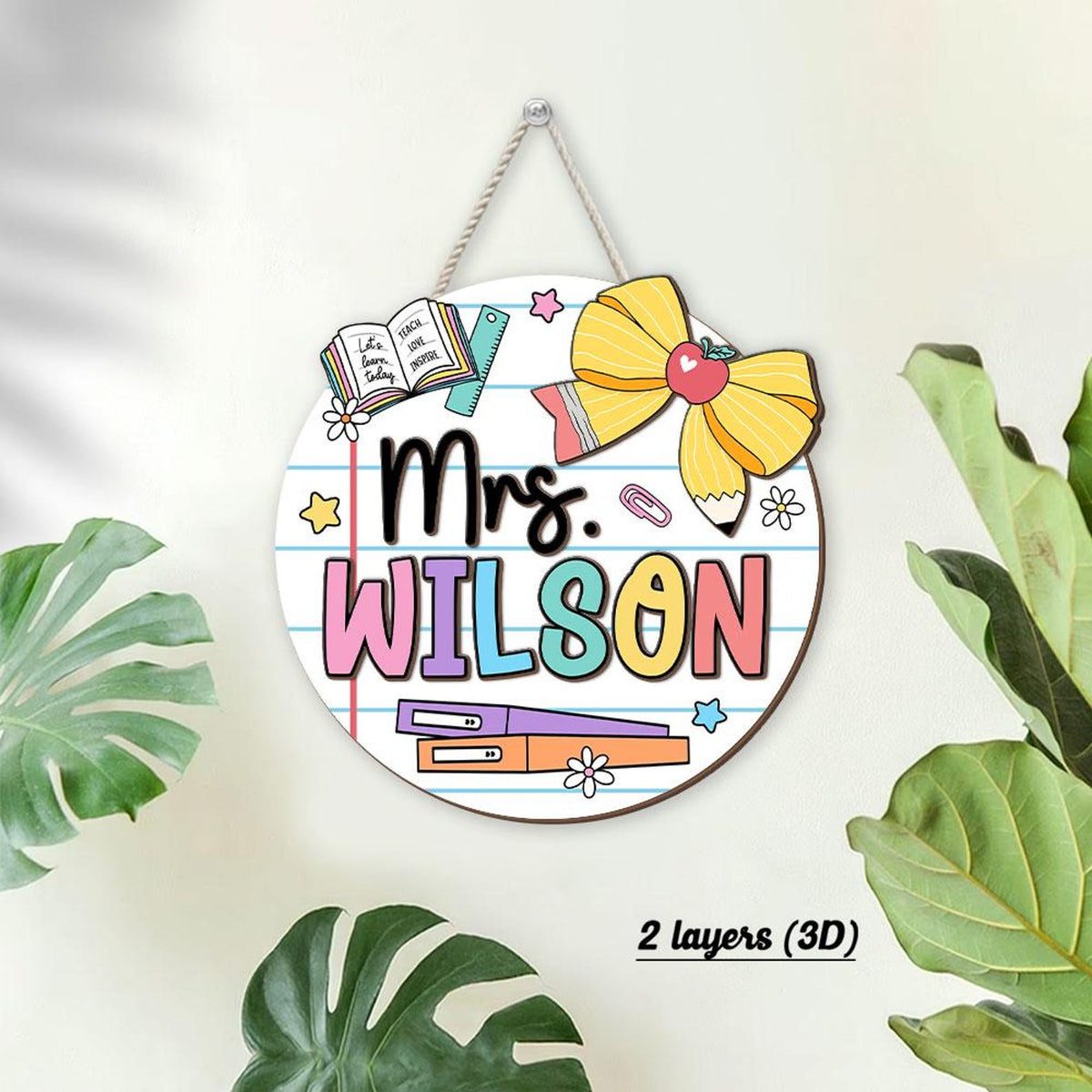 Teacher Appreciation Gift, Custom 3D Teacher Door Hanger With Name, Gift For Teacher