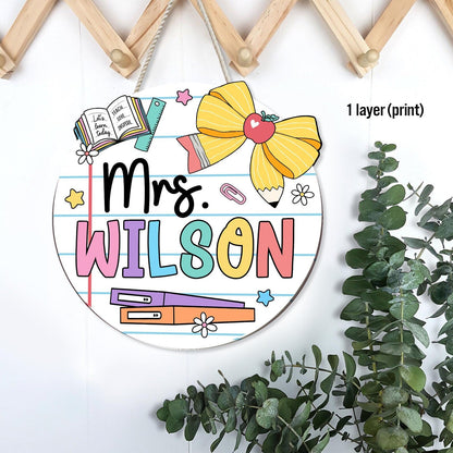 Teacher Appreciation Gift, Custom 3D Teacher Door Hanger With Name, Gift For Teacher
