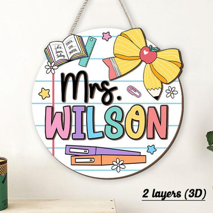 Teacher Appreciation Gift, Custom 3D Teacher Door Hanger With Name, Gift For Teacher