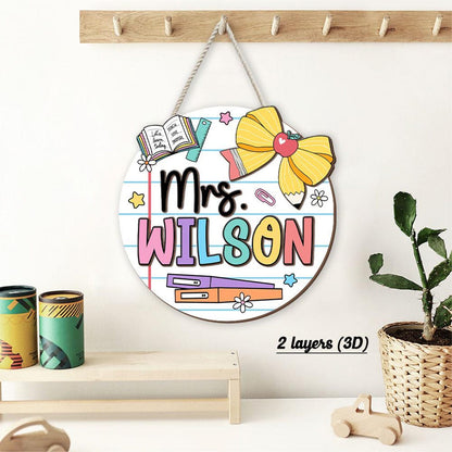Teacher Appreciation Gift, Custom 3D Teacher Door Hanger With Name, Gift For Teacher