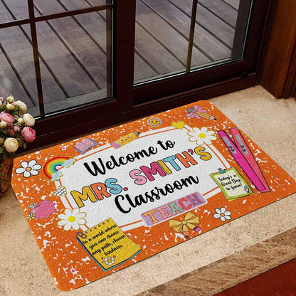 Personalized Teacher Name Doormat, Classroom Decoration