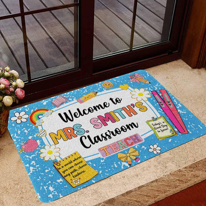 Personalized Teacher Name Doormat, Classroom Decoration