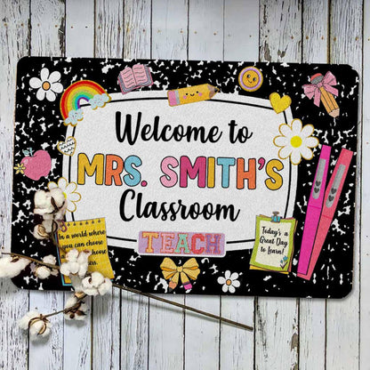 Personalized Teacher Name Doormat, Classroom Decoration