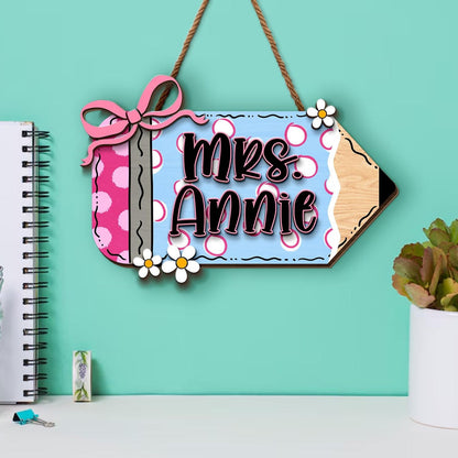 Personalized Teacher Back To School Gifts, Pencil Teacher Door Sign
