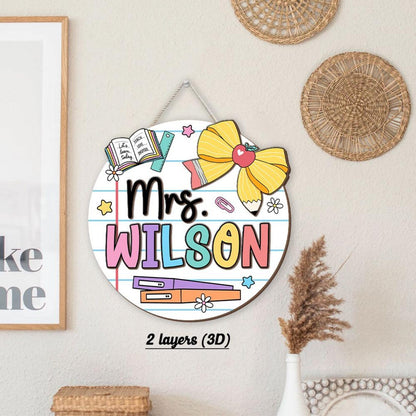 Teacher Appreciation Gift, Custom 3D Teacher Door Hanger With Name, Gift For Teacher