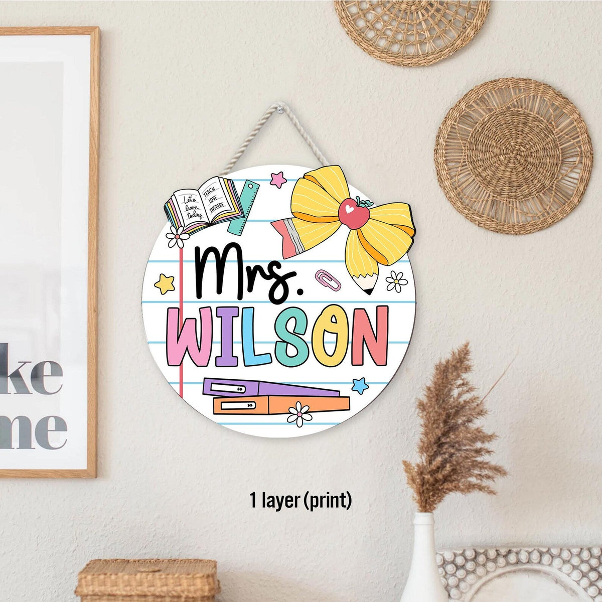 Teacher Appreciation Gift, Custom 3D Teacher Door Hanger With Name, Gift For Teacher