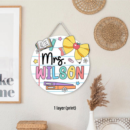 Teacher Appreciation Gift, Custom 3D Teacher Door Hanger With Name, Gift For Teacher