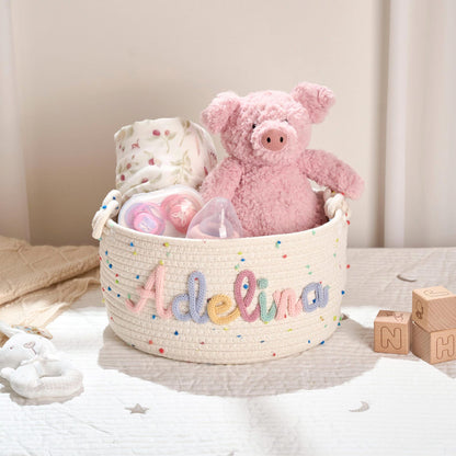Handmade Candy Basket Personalized Name Storage Baby Shower Gift