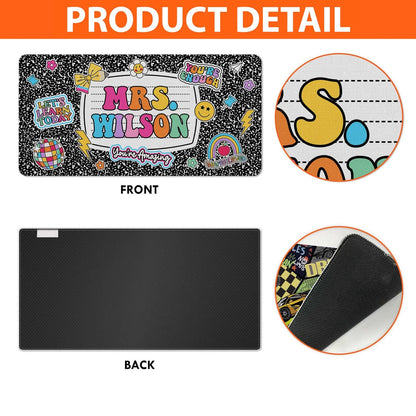 Personalized Teacher Desk Mat, Custom Teacher Composition Book Desk Mat With Name