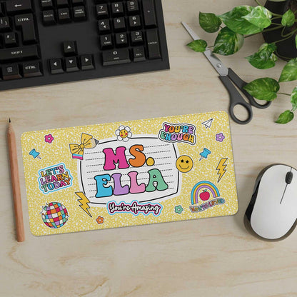 Personalized Teacher Desk Mat, Custom Teacher Composition Book Desk Mat With Name