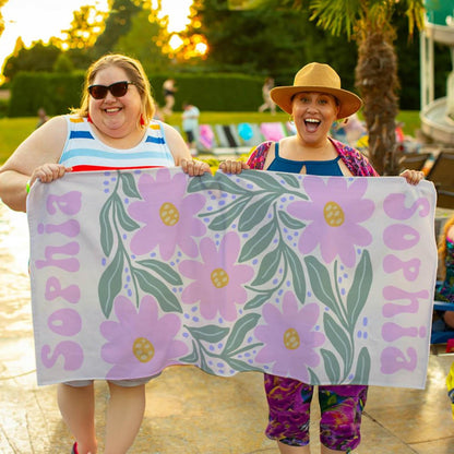 Personalized Oversized Floral Beach Towel—Quick-Dry Multicolor Towel