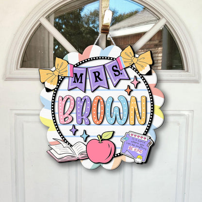 Custom 3D Teacher Name Door Hanger - Personalized Classroom Decor