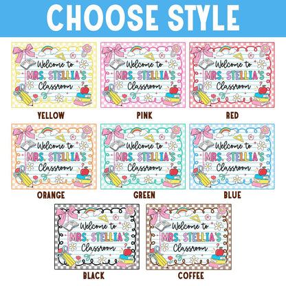 Personalized Teacher Tapestry, Custom Welcome Classroom Banner with Name