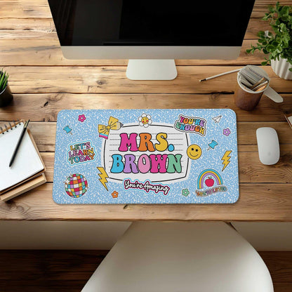 Personalized Teacher Desk Mat, Custom Teacher Composition Book Desk Mat With Name