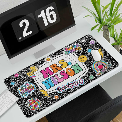 Personalized Teacher Desk Mat, Custom Teacher Composition Book Desk Mat With Name