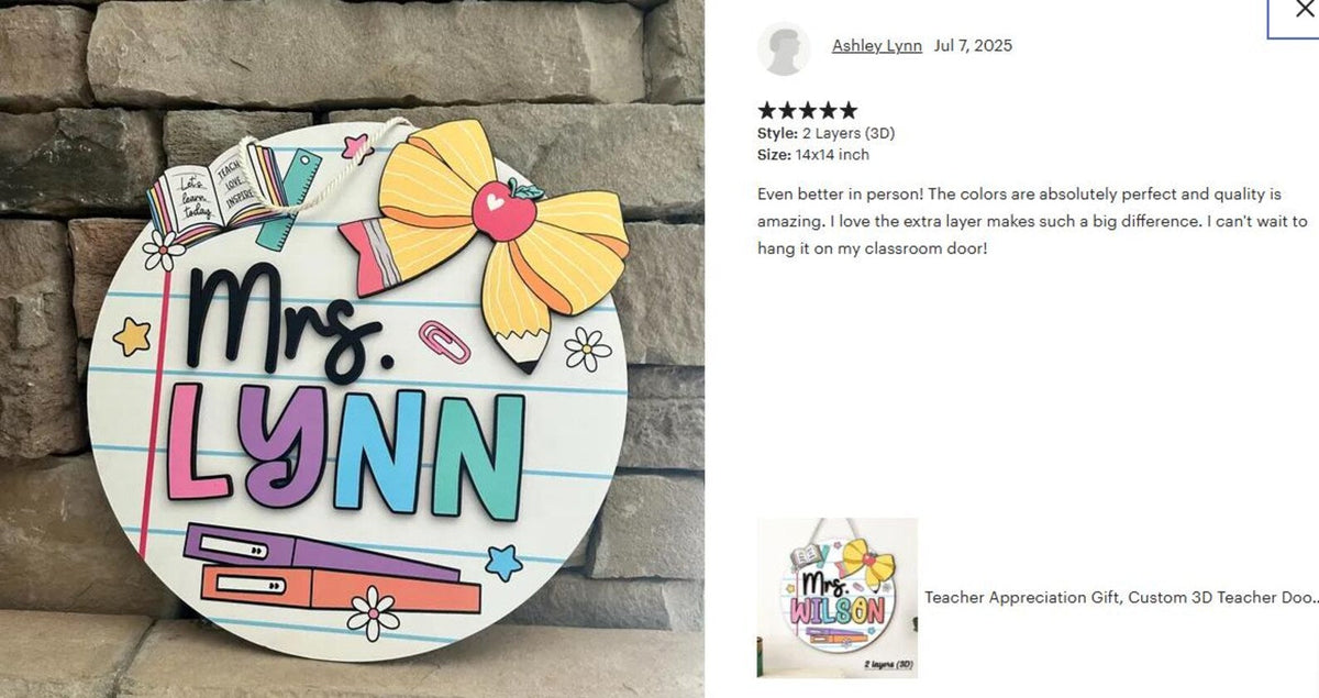 Teacher Appreciation Gift, Custom 3D Teacher Door Hanger With Name, Gift For Teacher