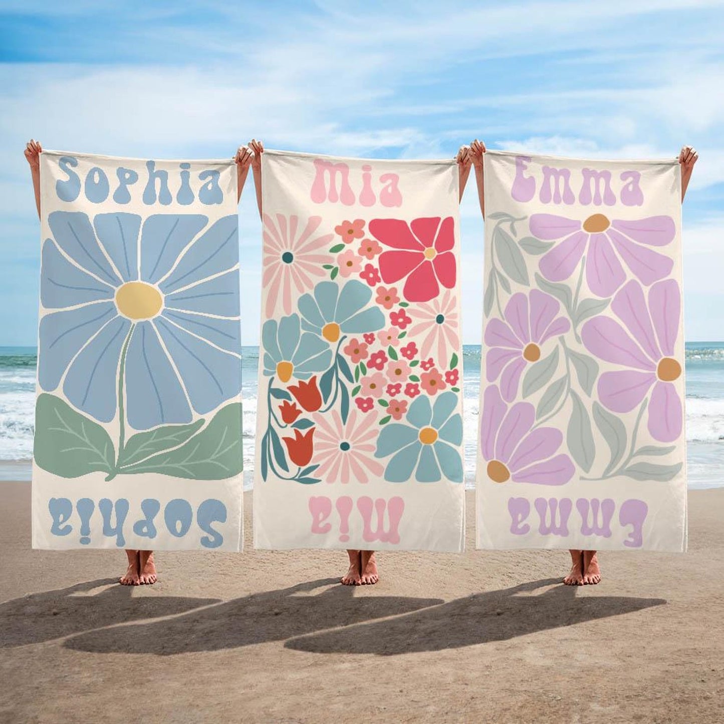 Personalized Oversized Floral Beach Towel—Quick-Dry Multicolor Towel