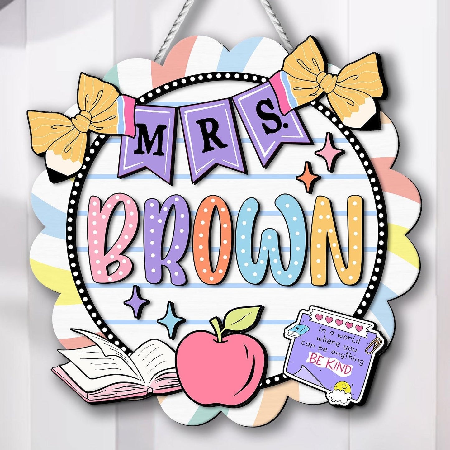 Custom 3D Teacher Name Door Hanger - Personalized Classroom Decor