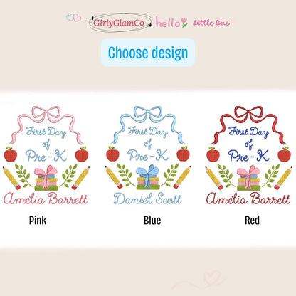 Personalized Back to School Banner, First Day of School Pennant, Embroidered Flag Pennant