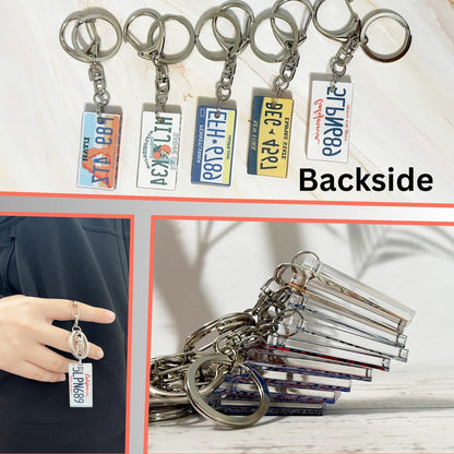 Personalized State License Plate Keychain Custom Acrylic Car Keyring