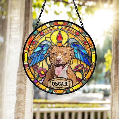 Personalized Dog Portrait Stained Suncatcher