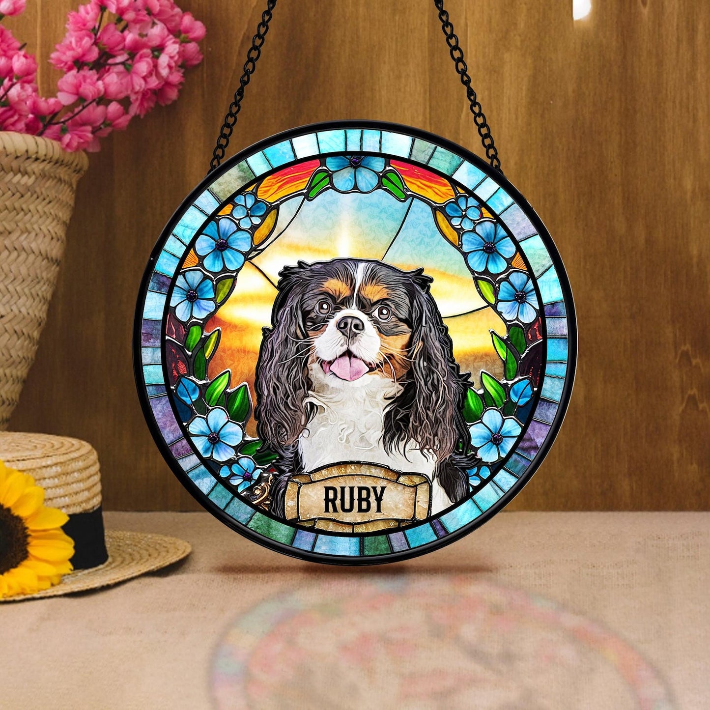 Personalized Dog Portrait Stained Suncatcher