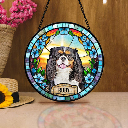 Personalized Dog Portrait Stained Suncatcher