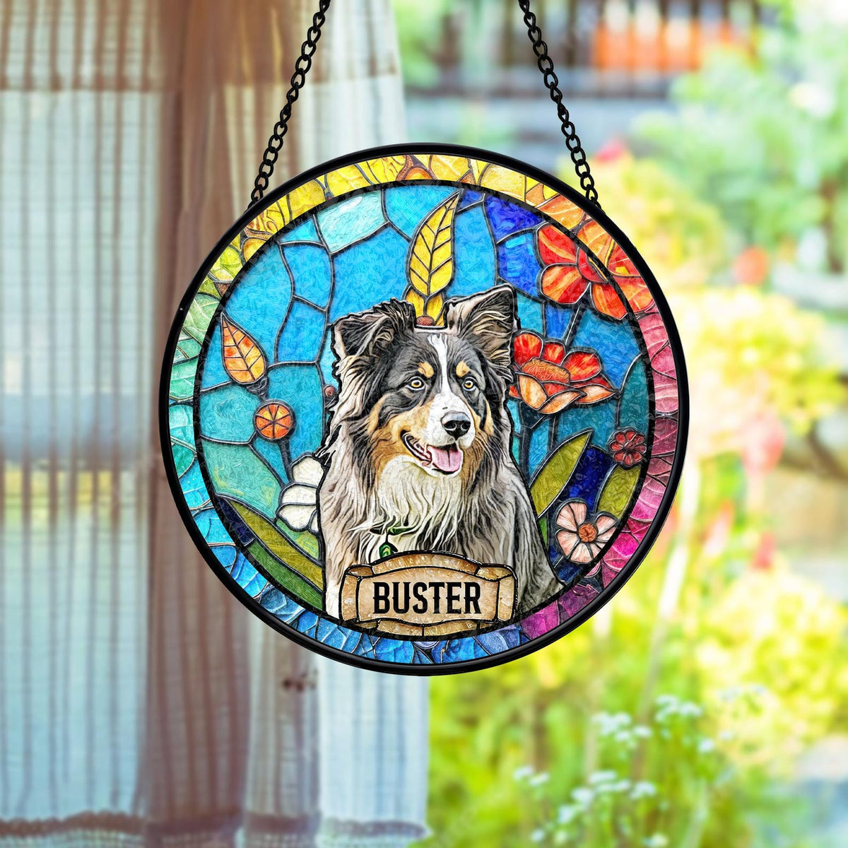 Personalized Dog Portrait Stained Suncatcher