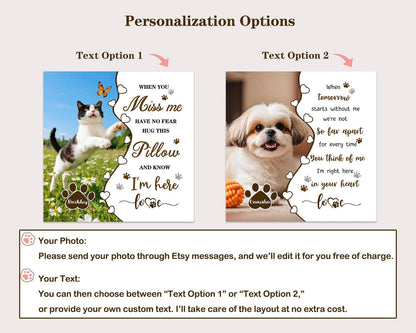 Custom Pet Memorial Pillow, Pet Loss Gift with Photo, Dog Cat Memorial Cushion
