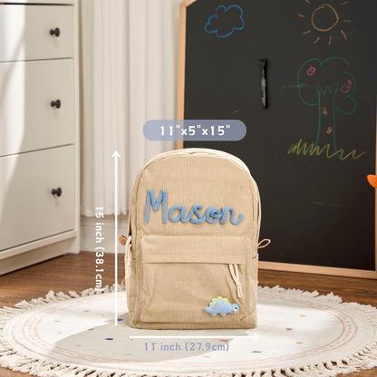 Personalized Corduroy Backpack – Custom Name Kids School Bag