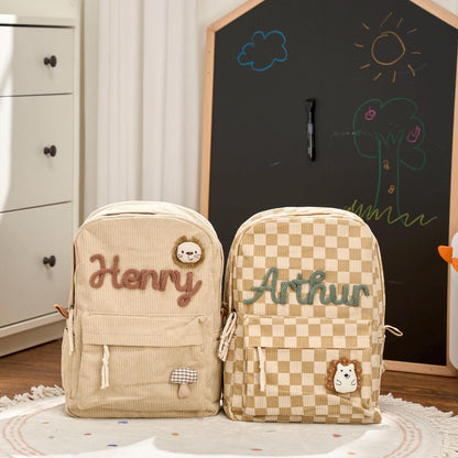 Personalized Corduroy Backpack – Custom Name Kids School Bag
