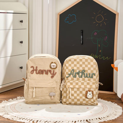 Personalized Corduroy Backpack – Custom Name Kids School Bag