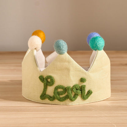 Custom Linen Birthday Crown | Handmade Kids Party Hat