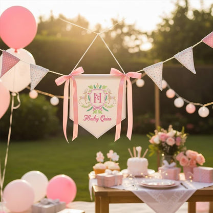Custom Baby Banner  Welcome Baby , Baby Shower Wreath