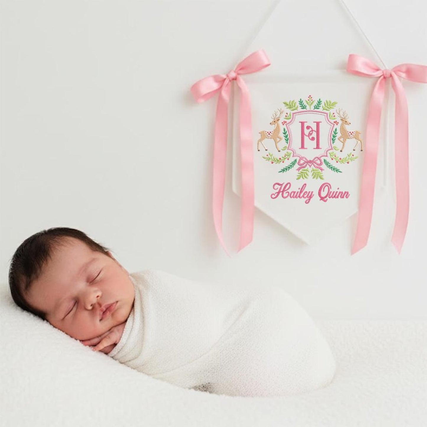 Custom Baby Banner  Welcome Baby , Baby Shower Wreath