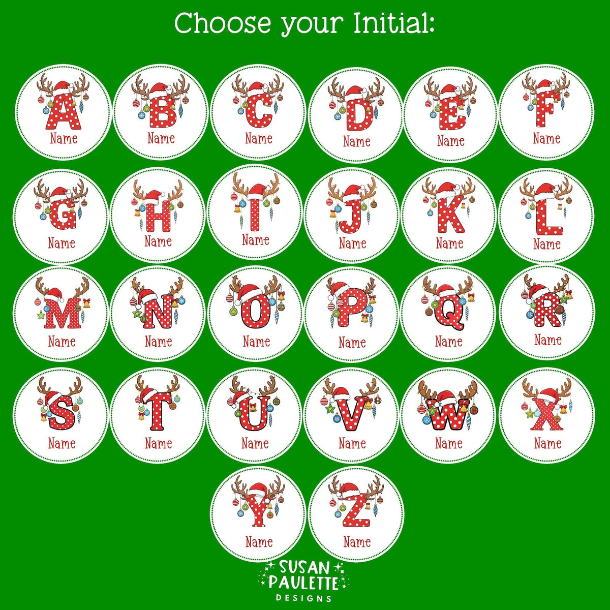 Personalized Initial Stickers for Christmas Gifts,  Christmas Themed Letter Stickers