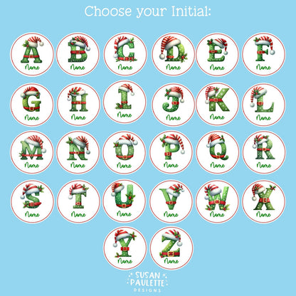 Personalized Initial Stickers for Christmas Gifts,  Christmas Themed Letter Stickers