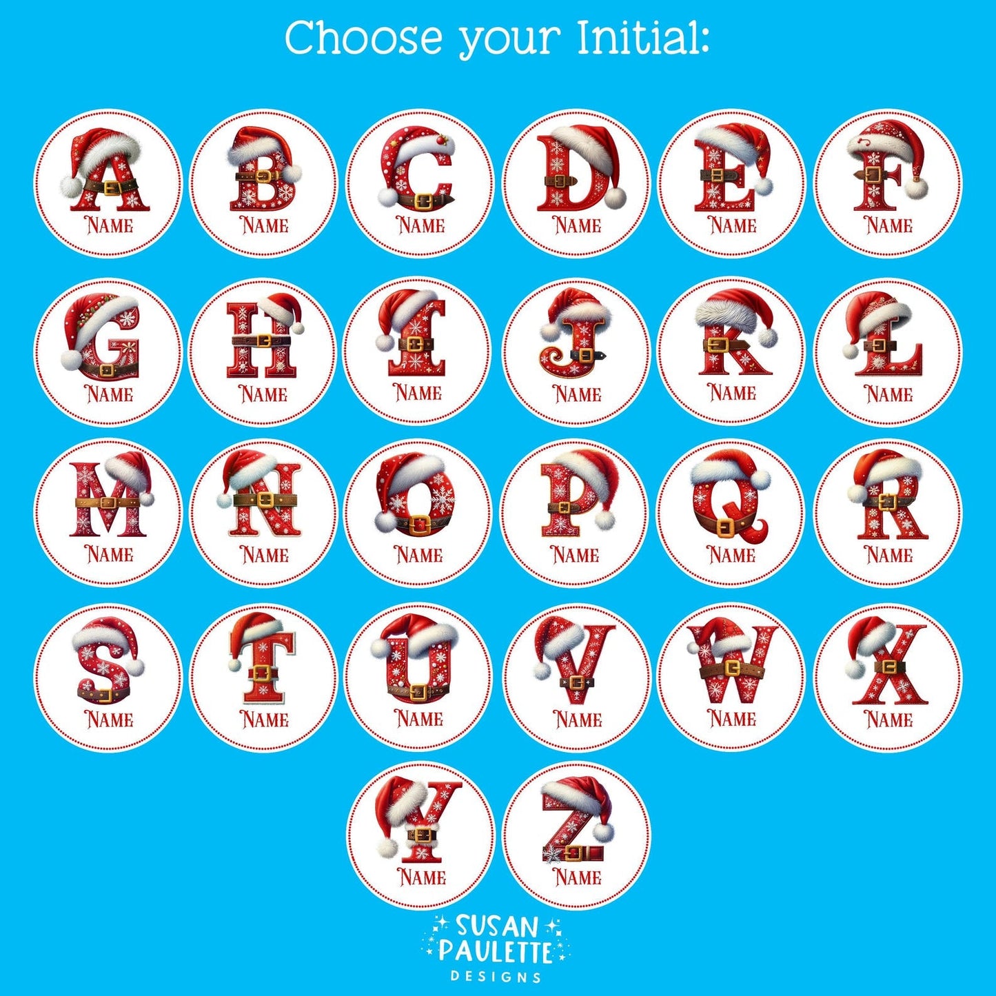 Personalized Initial Stickers for Christmas Gifts,  Christmas Themed Letter Stickers
