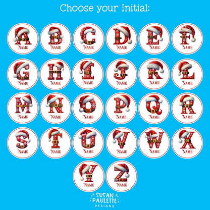 Personalized Initial Stickers for Christmas Gifts,  Christmas Themed Letter Stickers