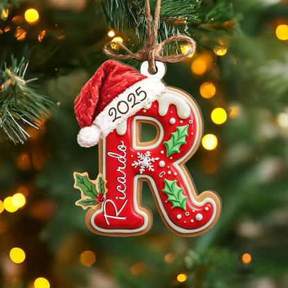 Personalized Gingerbread Letter Ornament, Custom Kids Name Ornament