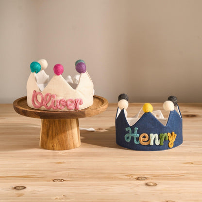 Custom Linen Birthday Crown | Handmade Kids Party Hat
