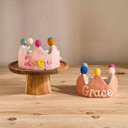 Custom Linen Birthday Crown | Handmade Kids Party Hat