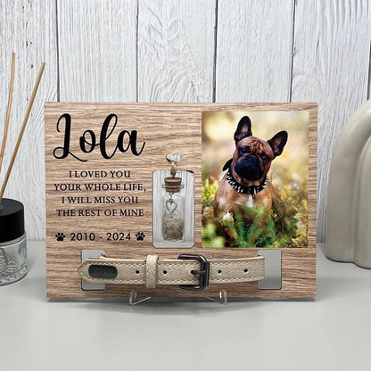 Pet fur Keepsake, Dog Memorial Collar Frame With Photo, Fur Memorial Jar