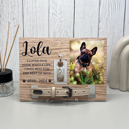 Pet fur Keepsake, Dog Memorial Collar Frame With Photo, Fur Memorial Jar