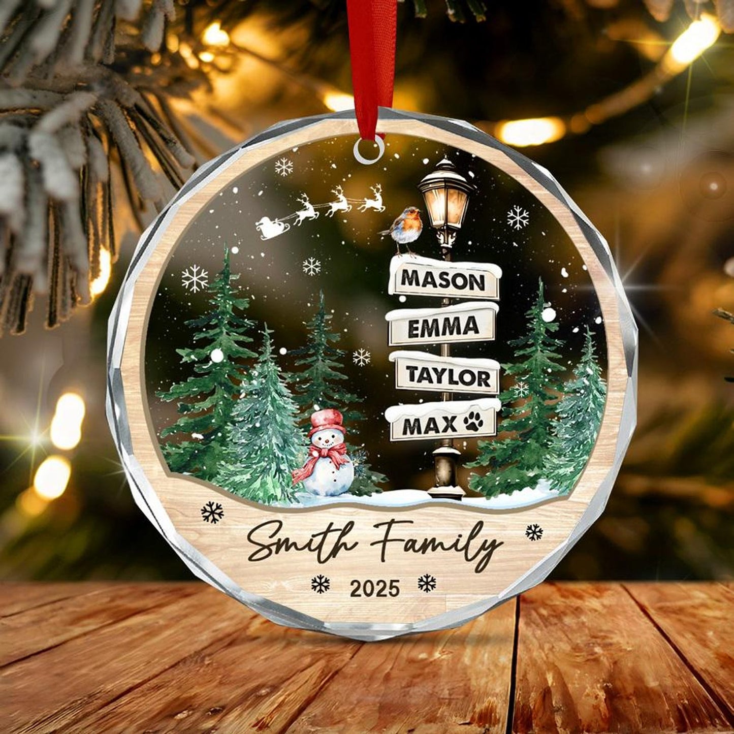 Family Names Christmas Ornament 2026, Personalized Family With Pets Ornaments