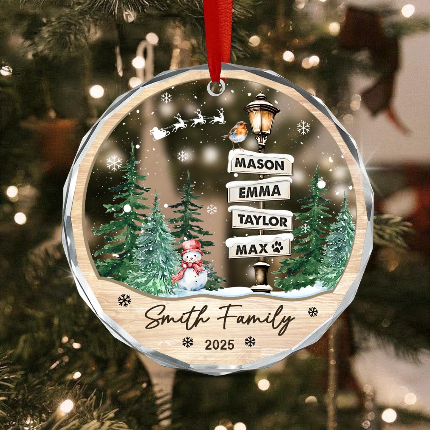 Family Names Christmas Ornament 2026, Personalized Family With Pets Ornaments