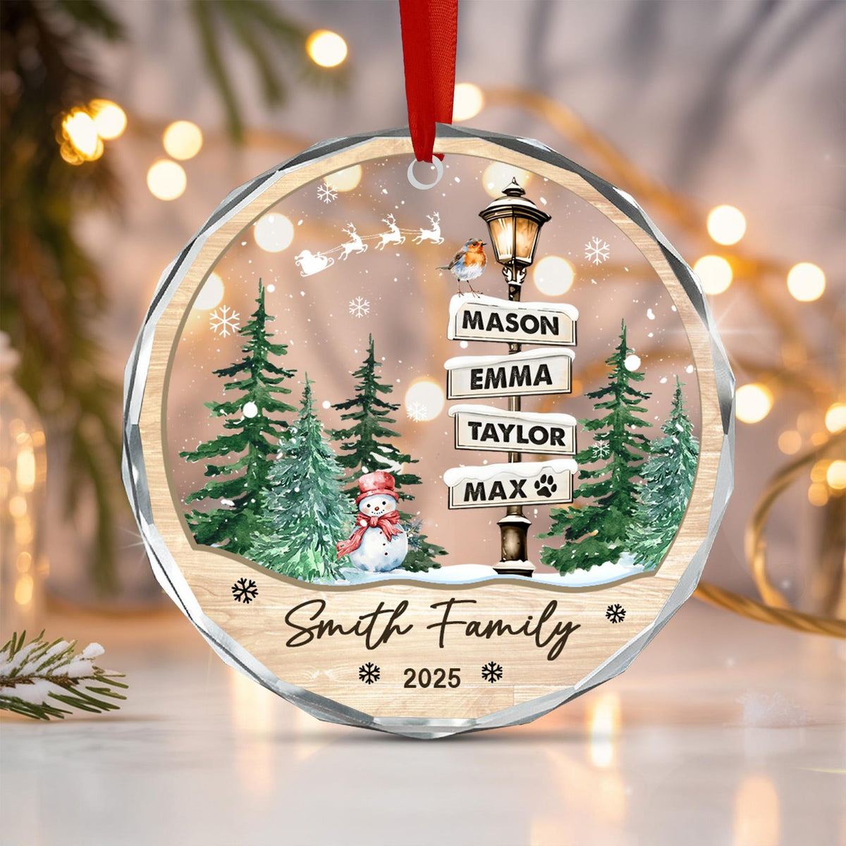 Family Names Christmas Ornament 2026, Personalized Family With Pets Ornaments