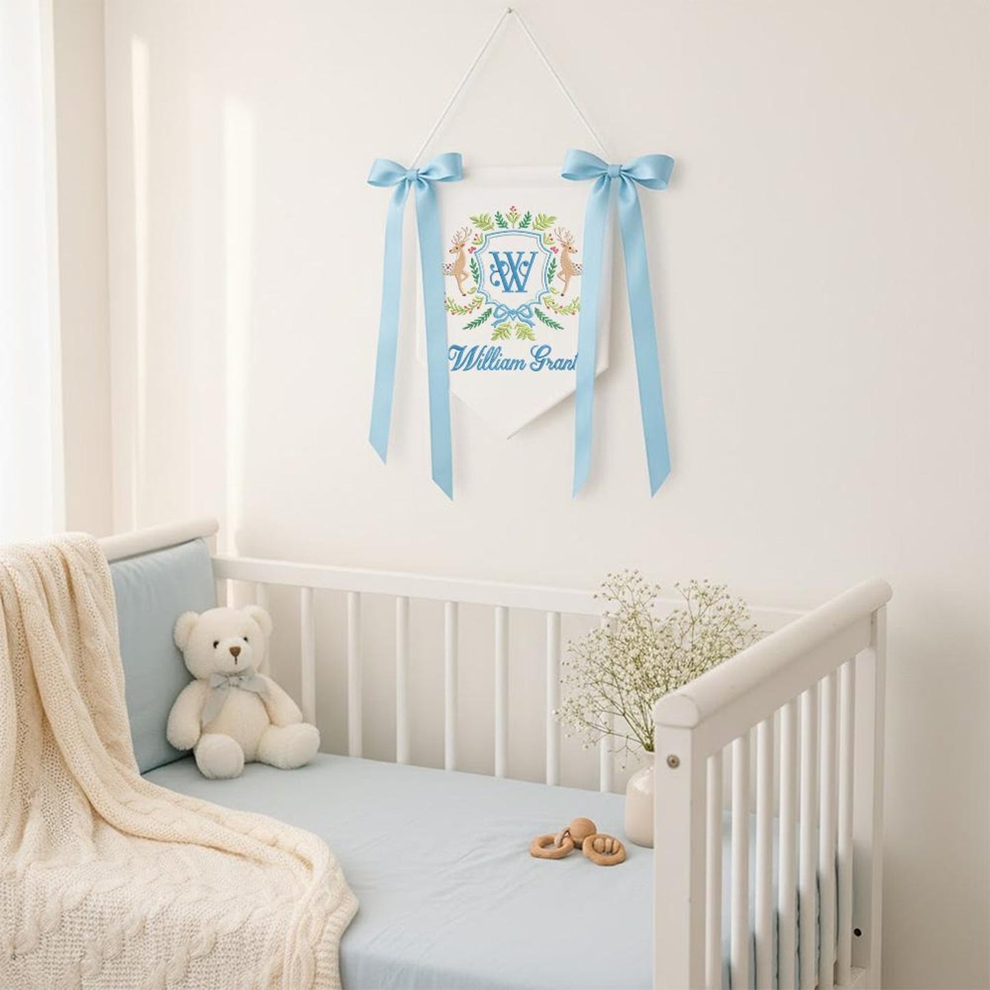 Custom Baby Banner  Welcome Baby , Baby Shower Wreath