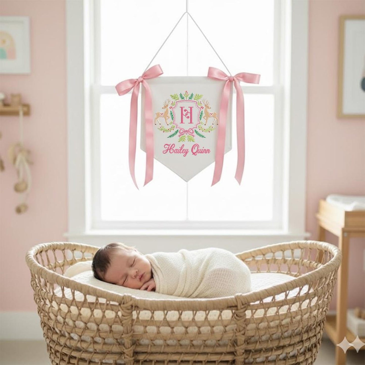 Custom Baby Banner  Welcome Baby , Baby Shower Wreath